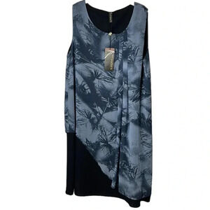 Vintage NWT dress women M. Blue,sleeveless,pleats, sheer overlay,career,fairy